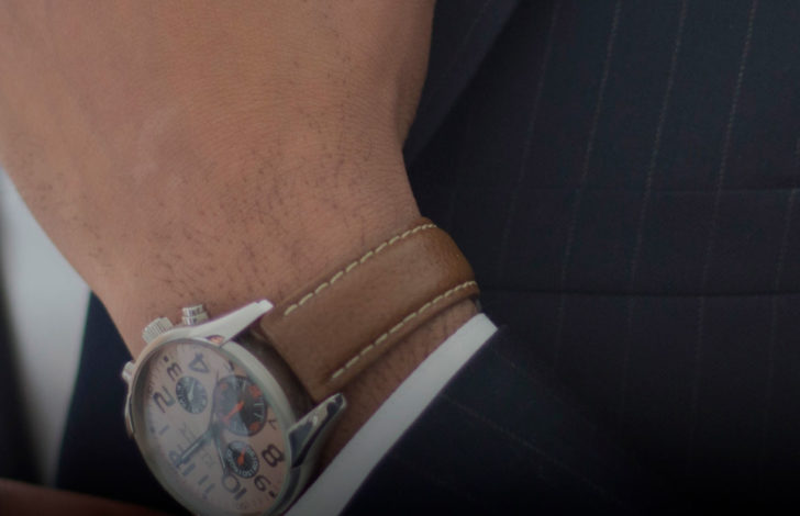 close up of a business man watch