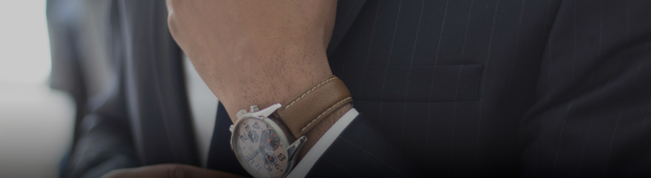 close up of a business man watch