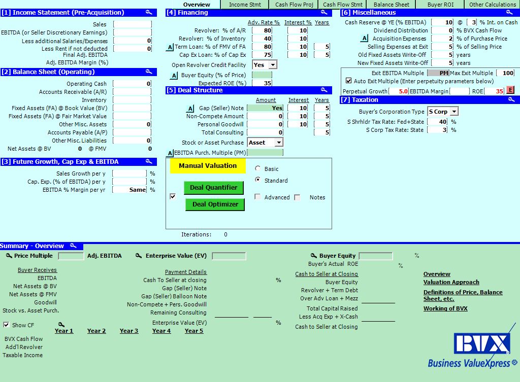screenshot of business valuexpress calculator