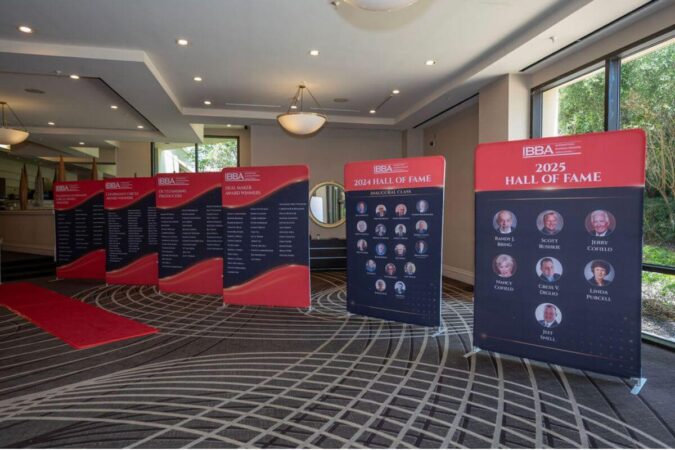 view of the award winner banners at the 2025 conference