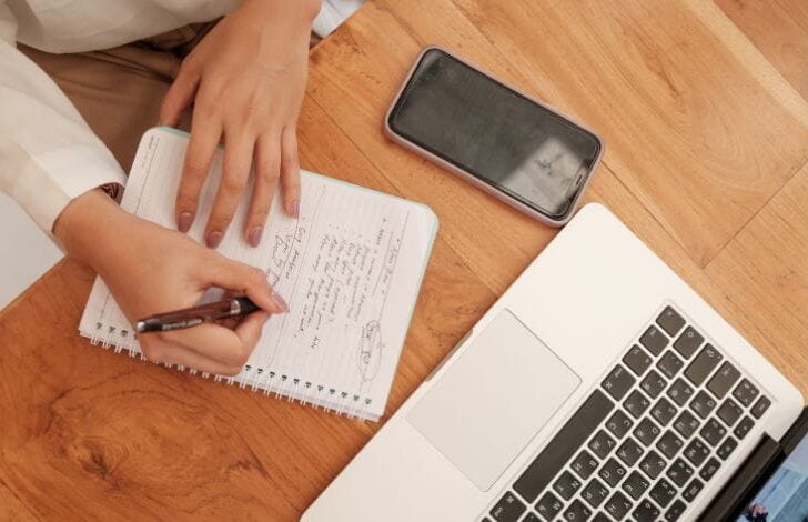 business professional attending webinar